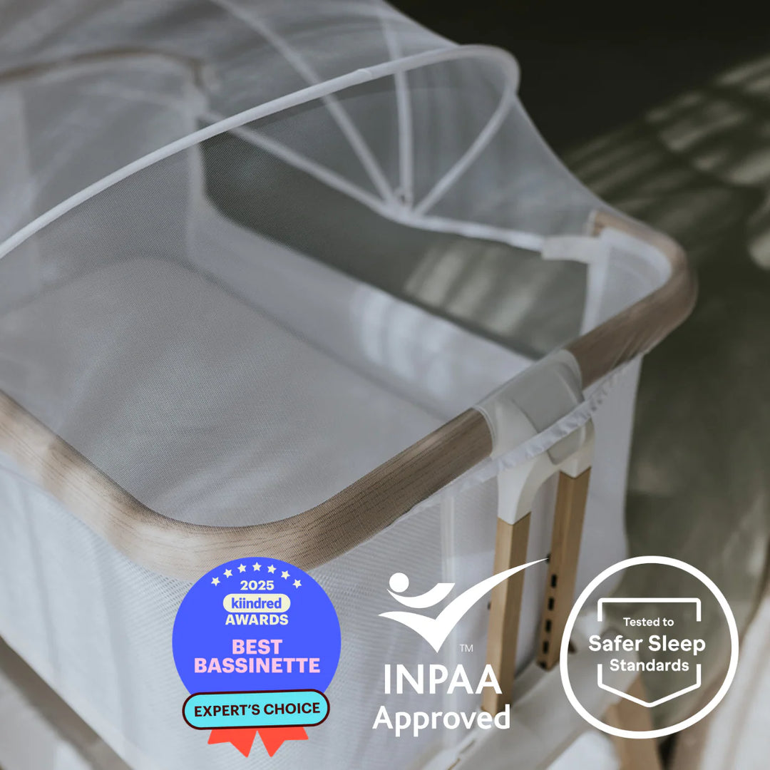 BabyRest Alfie2 Bedside Bassinet - Beige/Walnut