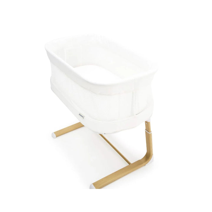 BabyRest Swan Smart Bassinet. White/Natural