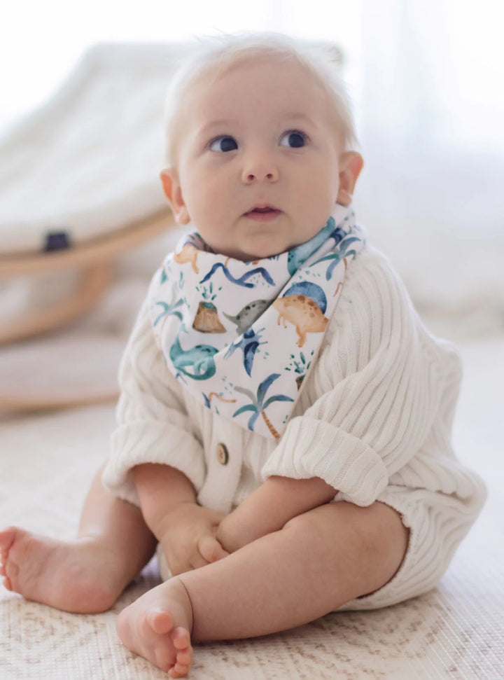 Bambella Designs Bandana Bibs 2 Pack | Wild Dinosaurs & Navy