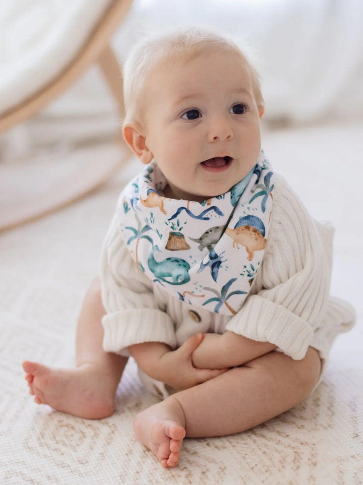 Bambella Designs Bandana Bibs 2 Pack | Wild Dinosaurs & Navy