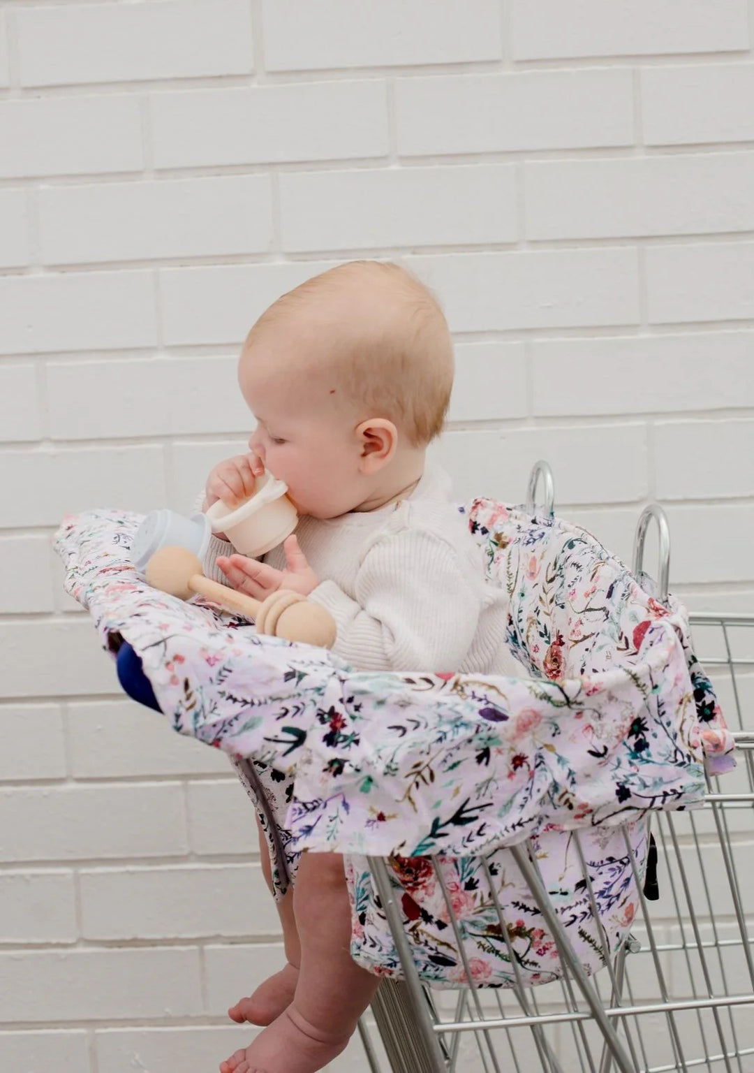 Bambella Designs Universal Padded Trolley Liner | Blush Wildflower