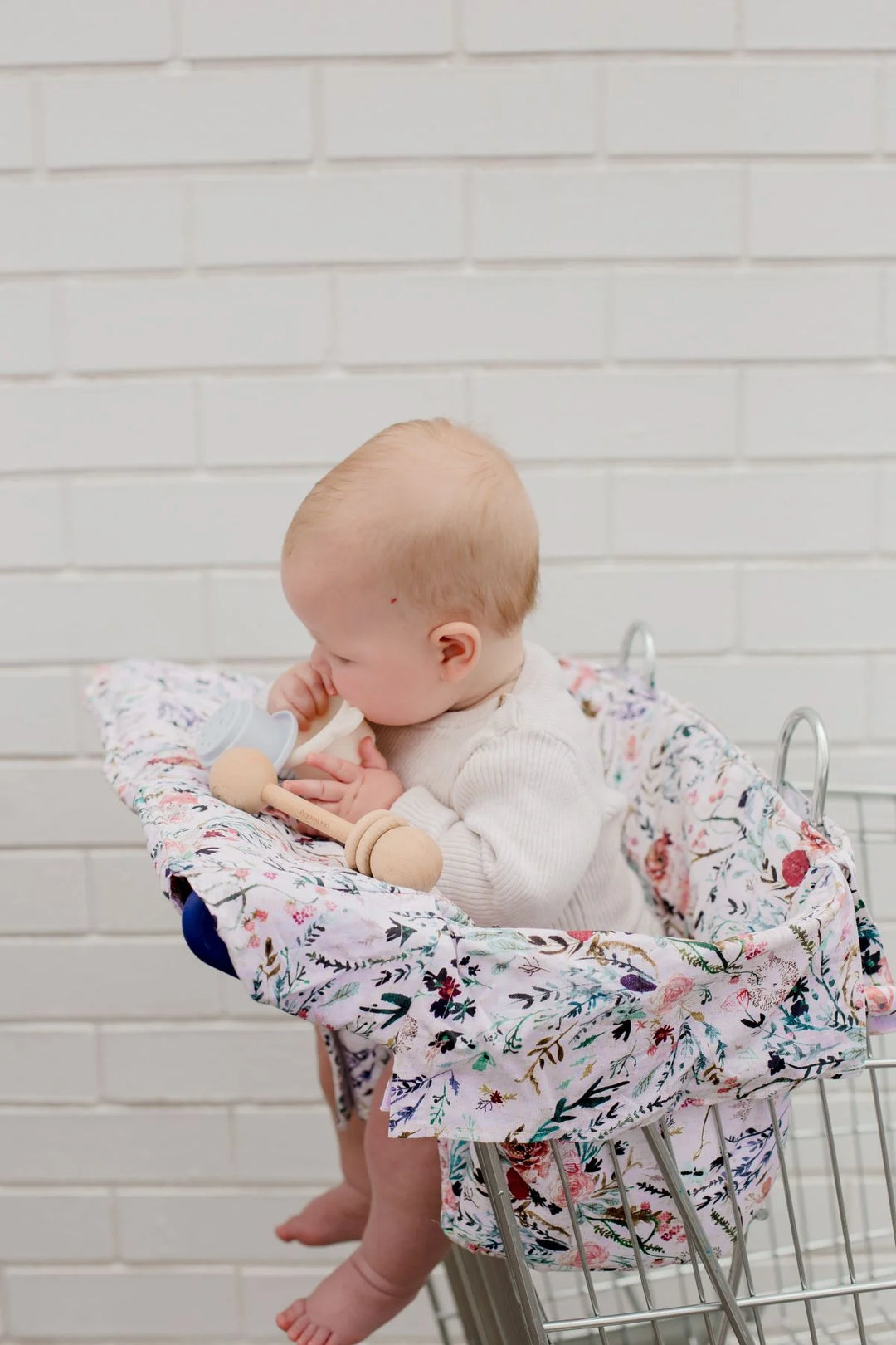 Bambella Designs Universal Padded Trolley Liner | Blush Wildflower