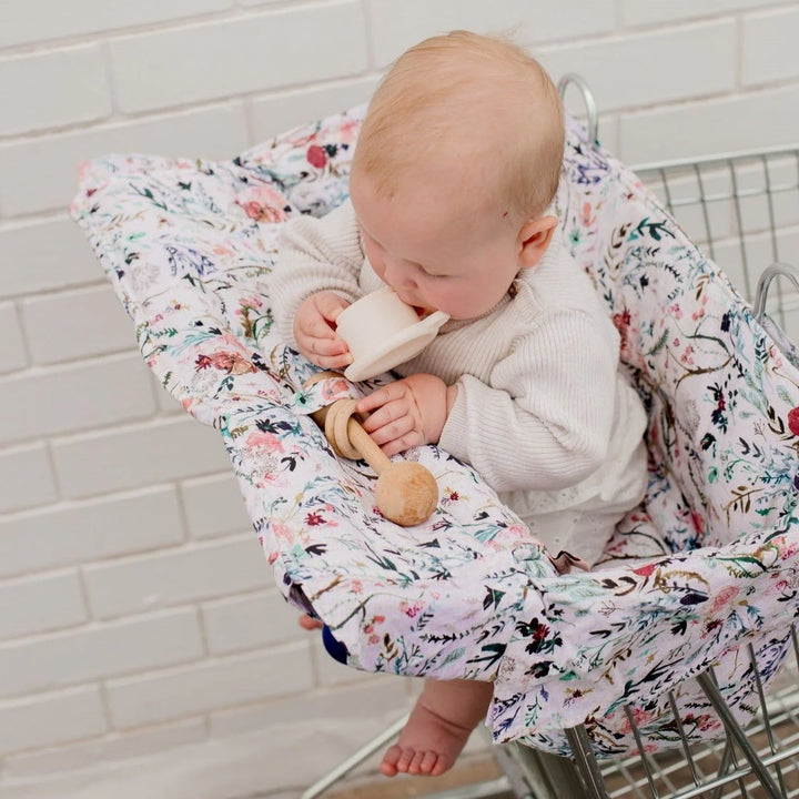 Bambella Designs Universal Padded Trolley Liner | Blush Wildflower