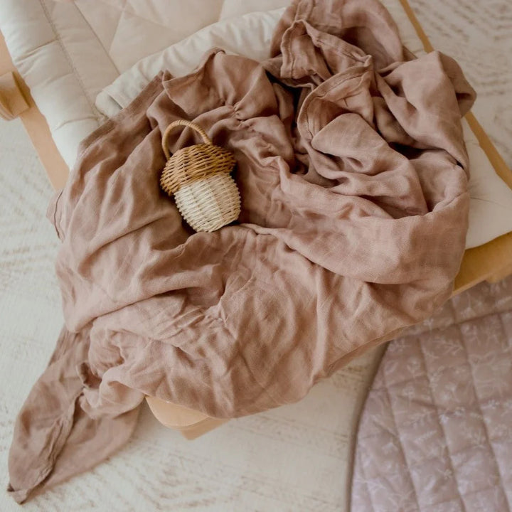 Bambella Designs Bamboo Cotton Muslin Swaddle | Hazelnut