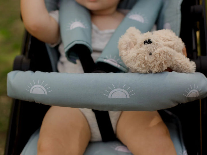 Bambella Designs Pram Bar Cover |  Sage Sunshine
