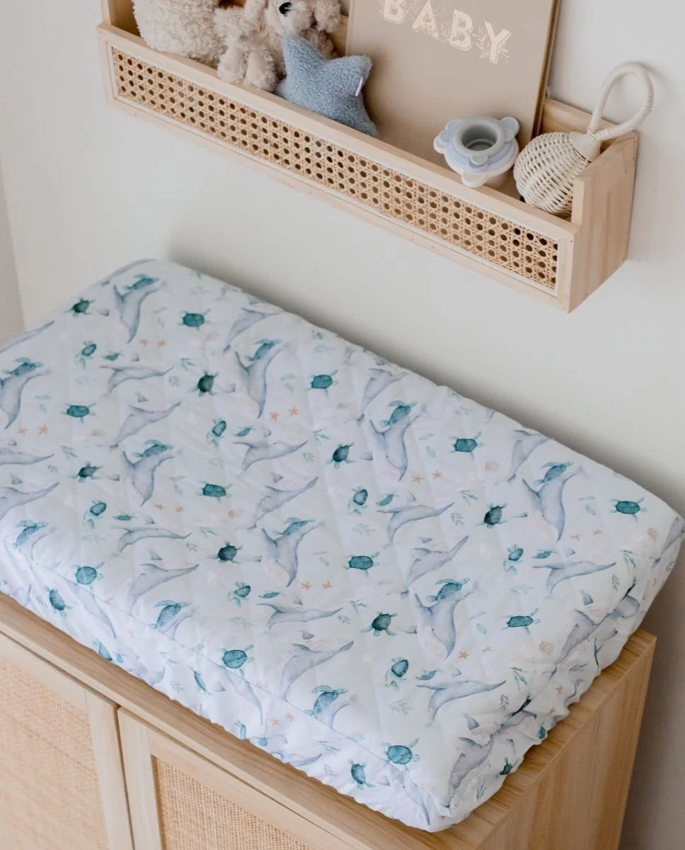 Bambella Designs Waterproof Bassinet Sheet/Change Mat Cover | Turtle Bay