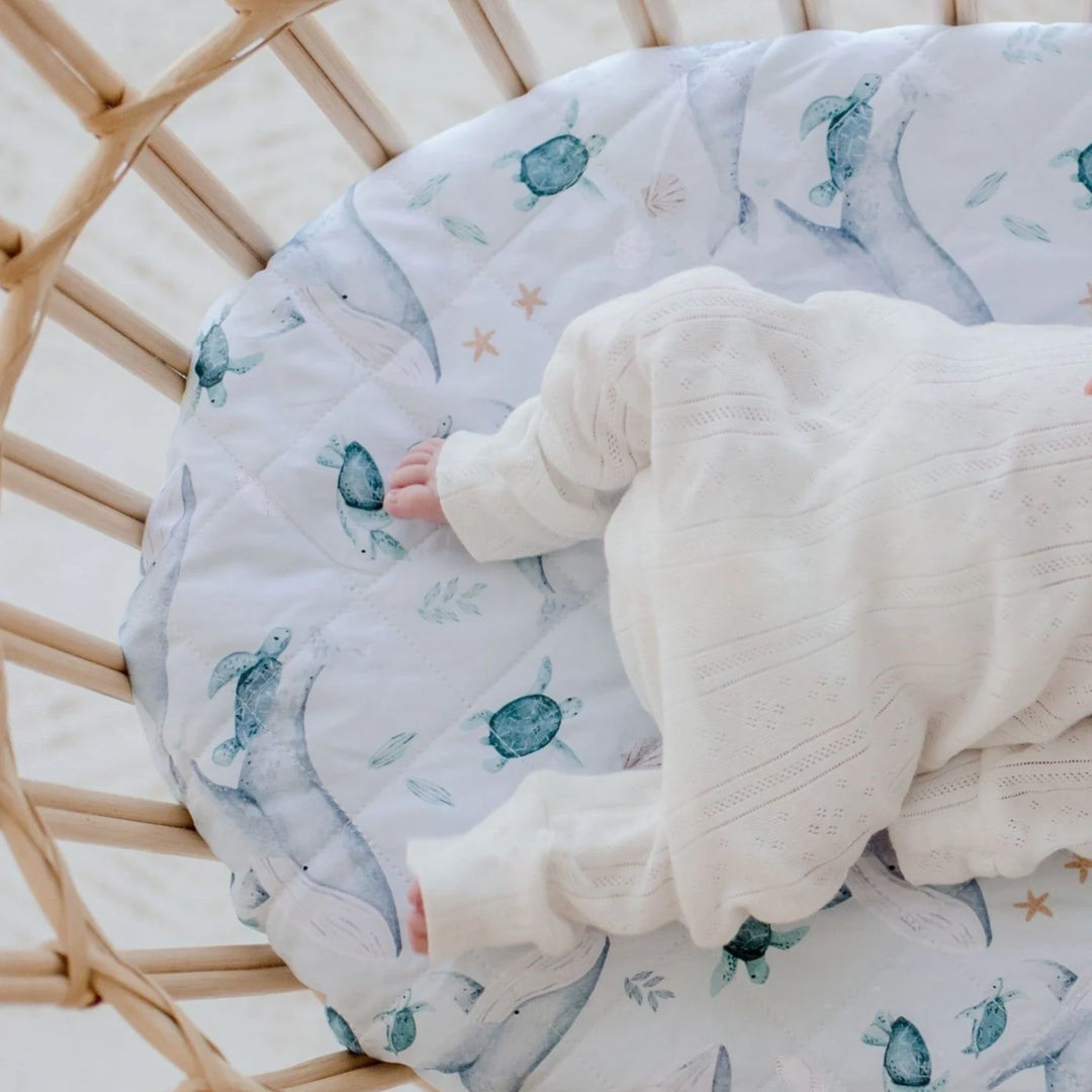 Bambella Designs Waterproof Bassinet Sheet/Change Mat Cover | Turtle Bay