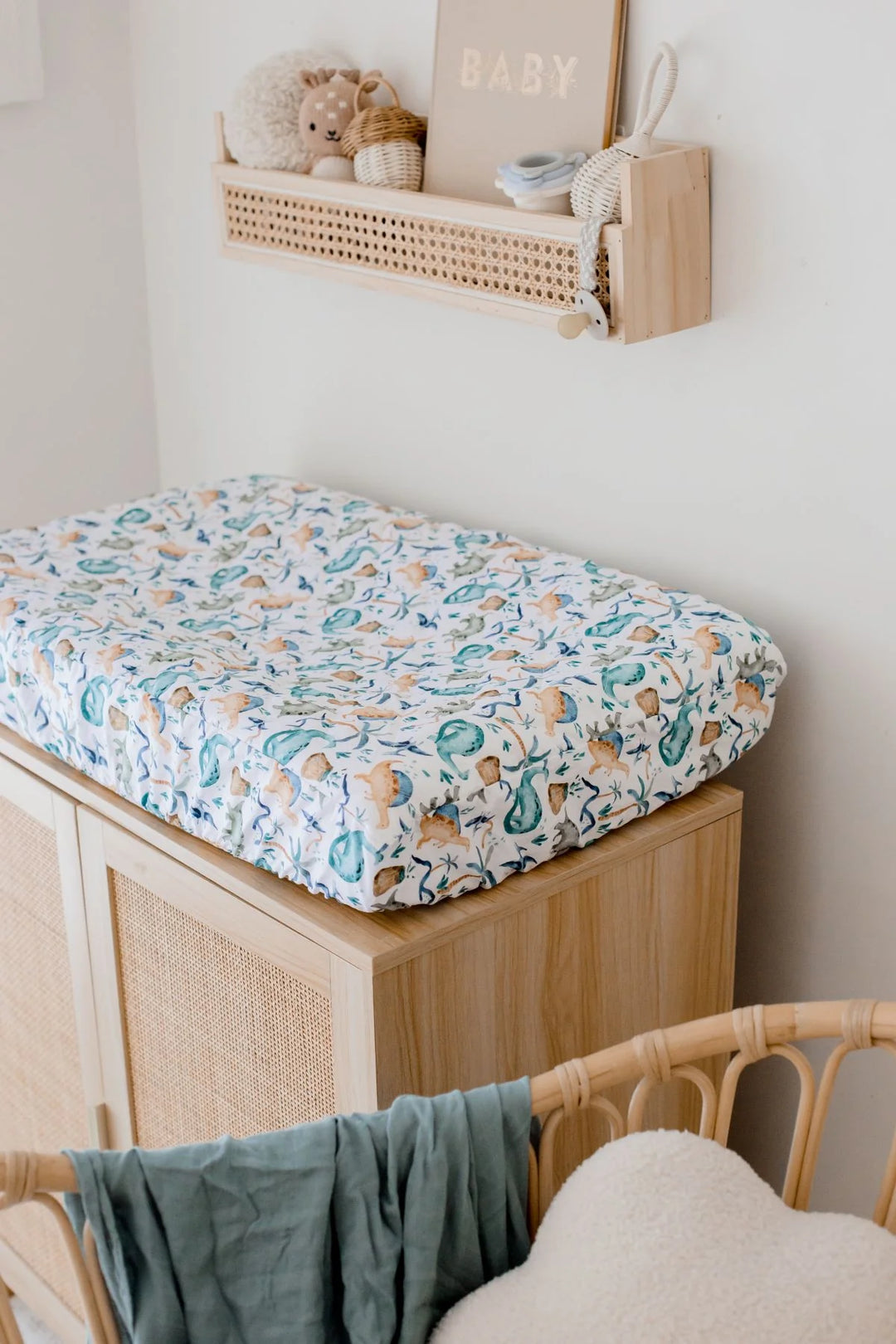 Bambella Designs Waterproof Bassinet Sheet/Change Mat Cover | Wild Dinosaurs