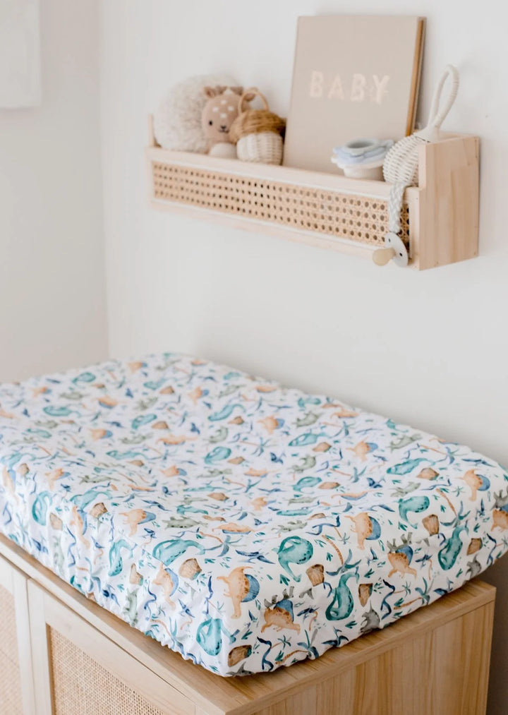 Bambella Designs Waterproof Bassinet Sheet/Change Mat Cover | Wild Dinosaurs