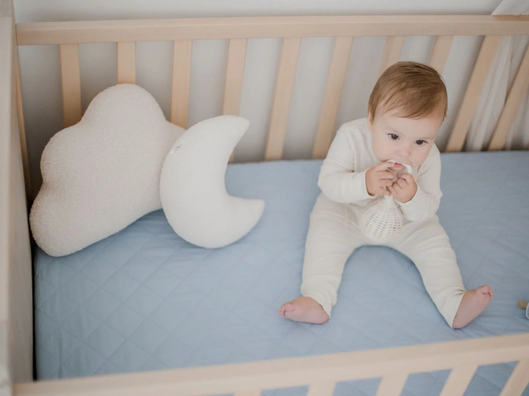 Bambella Designs Waterproof Cot Sheet | Dusty Blue