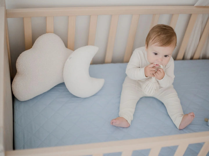Bambella Designs Waterproof Cot Sheet | Dusty Blue