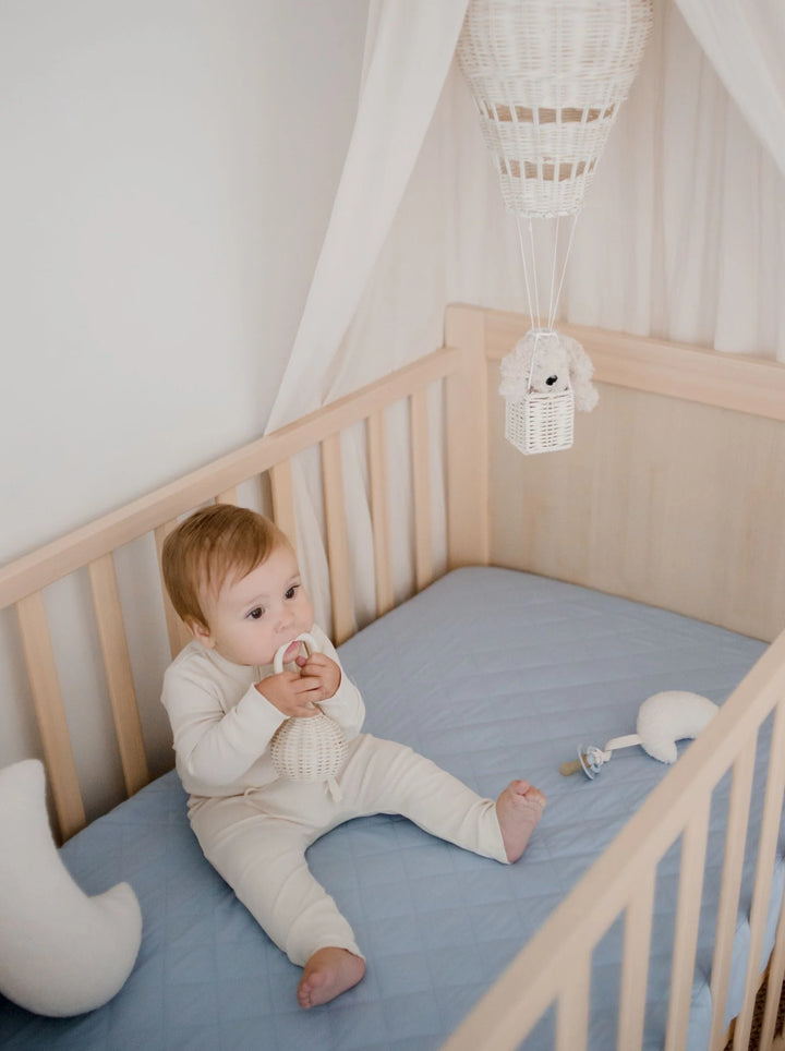 Bambella Designs Waterproof Cot Sheet | Dusty Blue