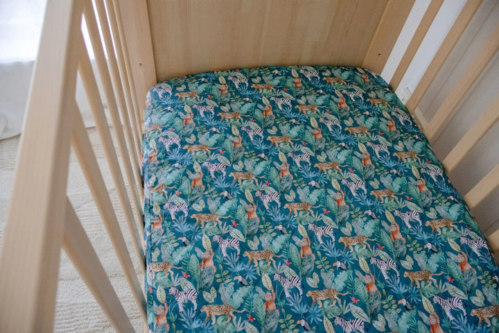 Bambella Designs Waterproof Cot Sheet | Jungle Palm