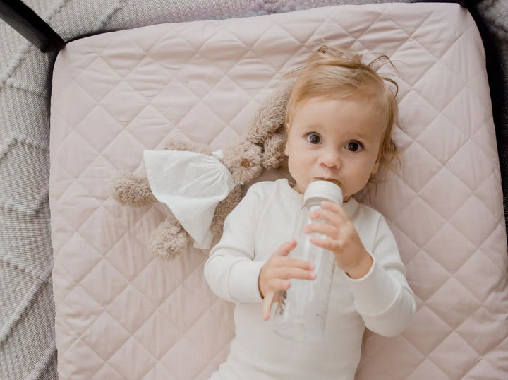 Bambella Designs Portacot/Travel Cot Waterproof Fitted Sheet | Lullaby Pink