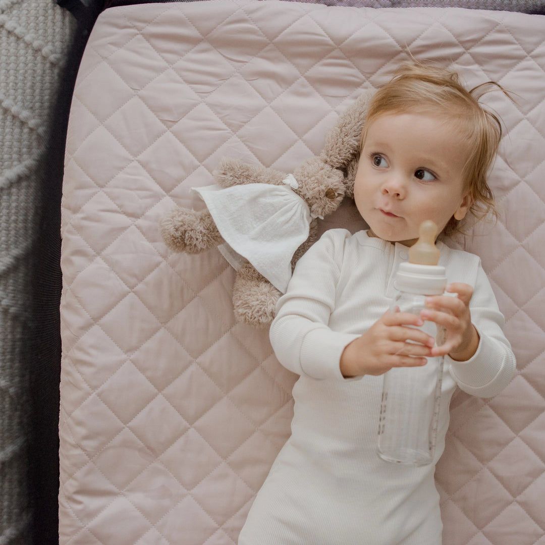 Bambella Designs Portacot/Travel Cot Waterproof Fitted Sheet | Lullaby Pink