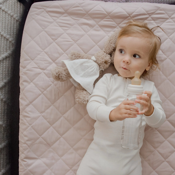 Bambella Designs Portacot/Travel Cot Waterproof Fitted Sheet | Lullaby Pink