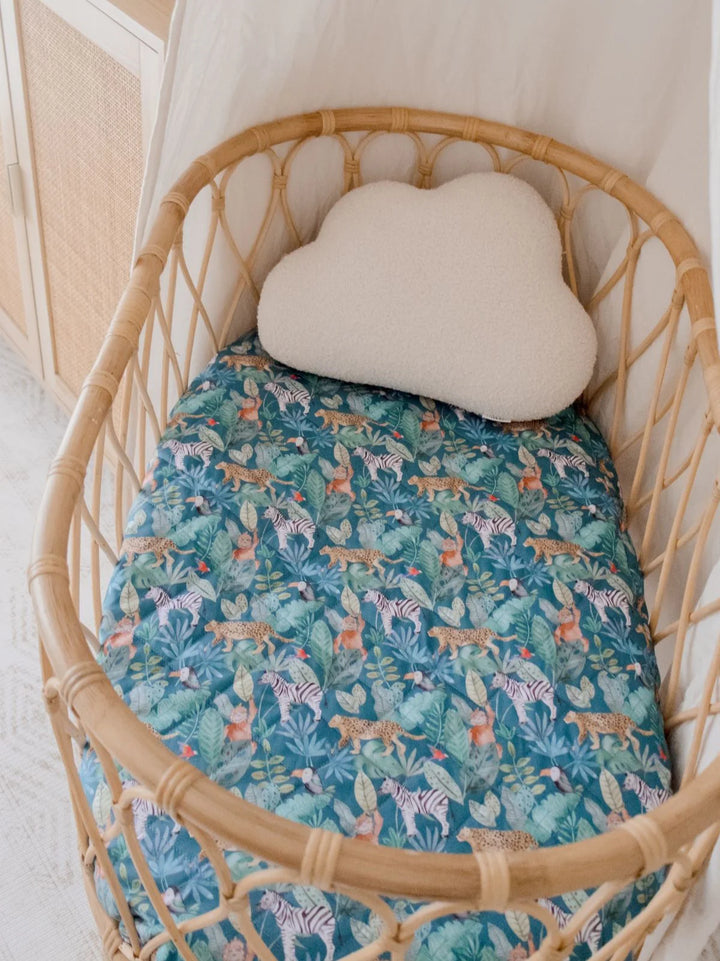 Bambella Designs Waterproof Bassinet Sheet/Change Mat Cover | Jungle Palms