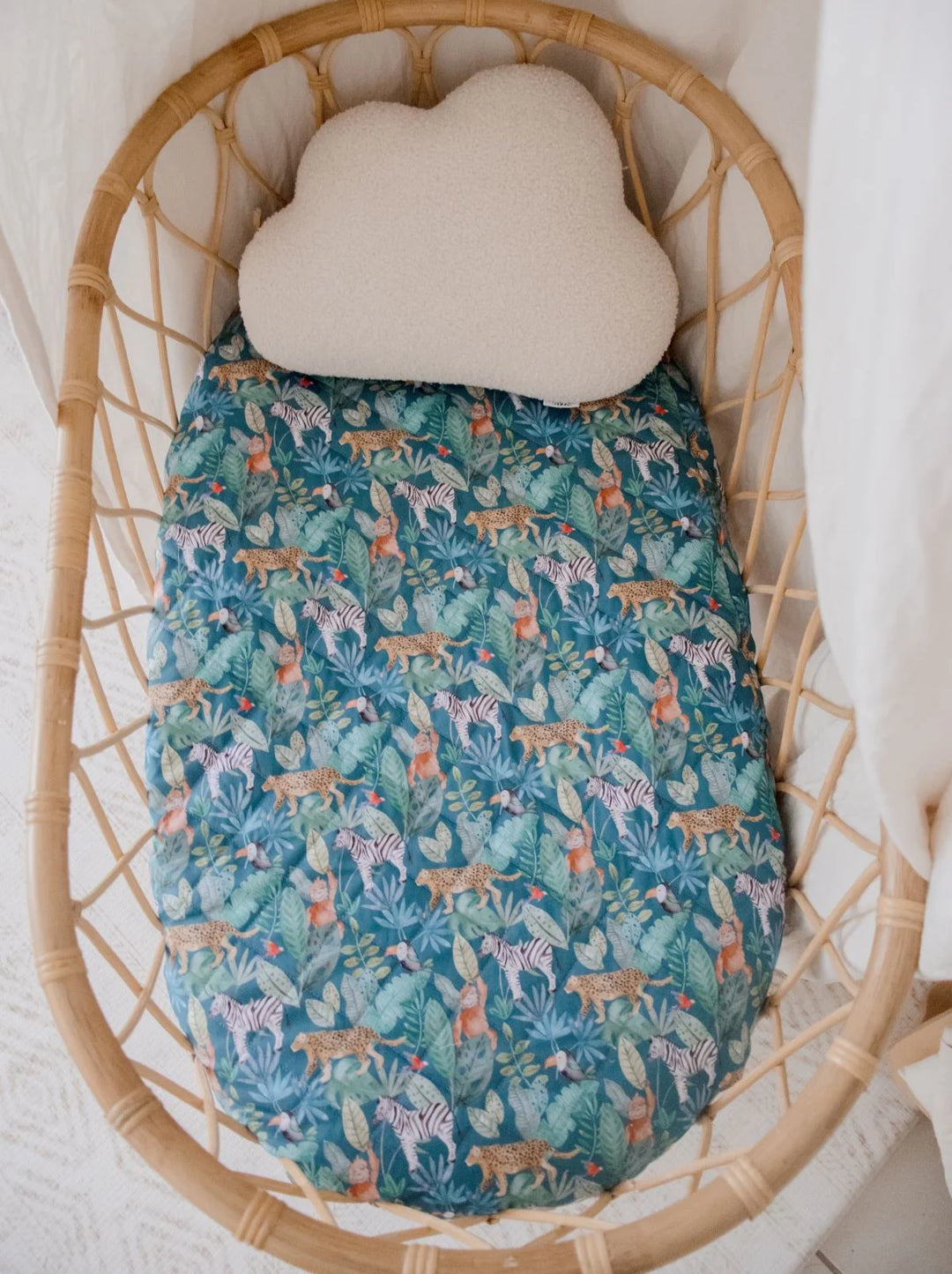 Bambella Designs Waterproof Bassinet Sheet/Change Mat Cover | Jungle Palms