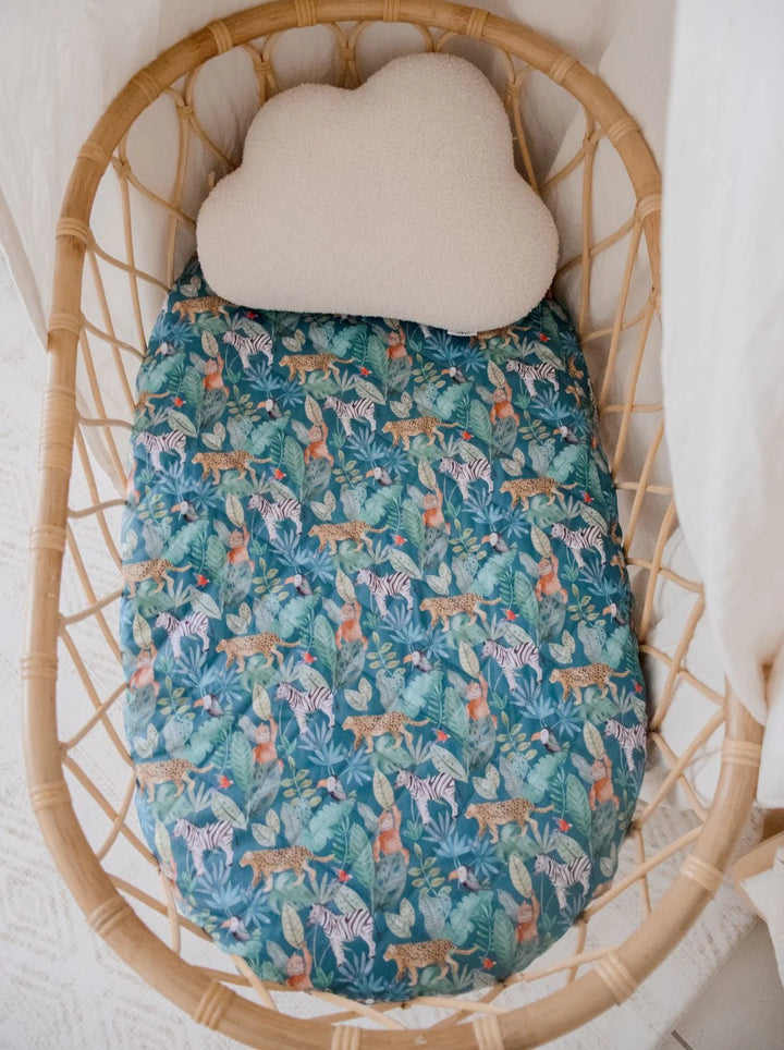 Bambella Designs Waterproof Bassinet Sheet/Change Mat Cover | Jungle Palms