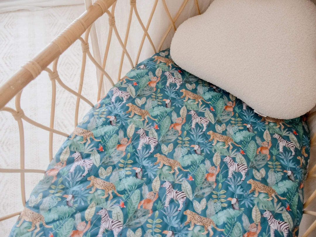Bambella Designs Waterproof Bassinet Sheet/Change Mat Cover | Jungle Palms