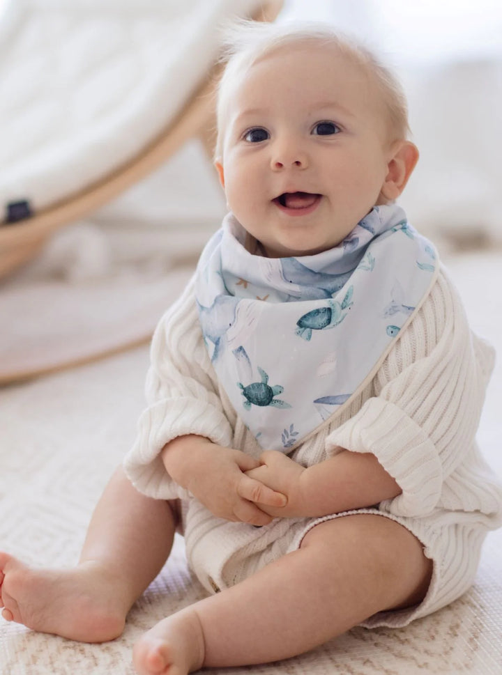 Bambella Designs Bandana Bibs 2 Pack | Turtle Bay & Dusty Blue