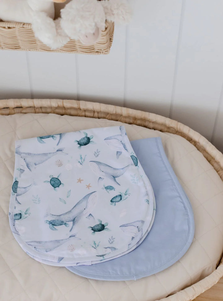 Bambella Designs Burp Cloth 2 Pack |Turtle Bay & Dusty Sky Blue