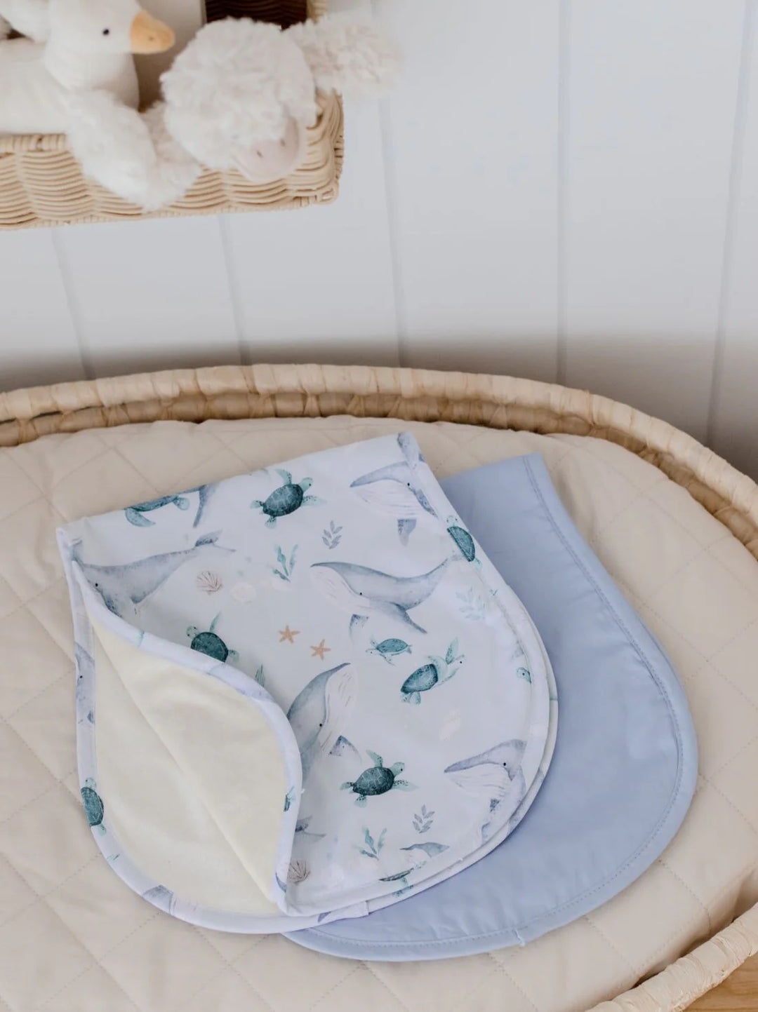 Bambella Designs Burp Cloth 2 Pack |Turtle Bay & Dusty Sky Blue