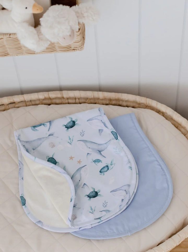 Bambella Designs Burp Cloth 2 Pack |Turtle Bay & Dusty Sky Blue