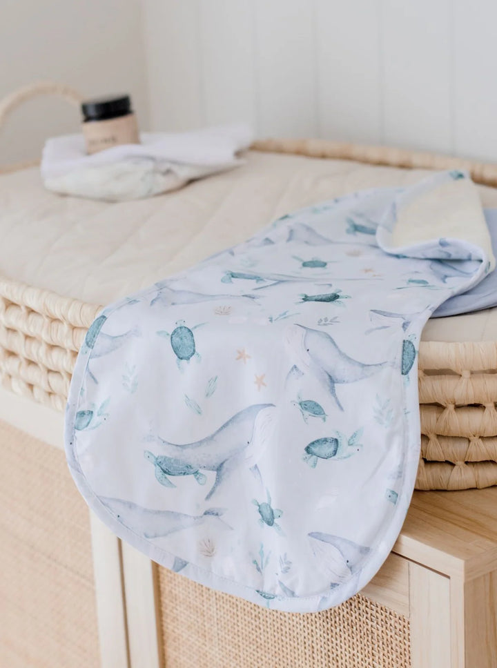 Bambella Designs Burp Cloth 2 Pack |Turtle Bay & Dusty Sky Blue