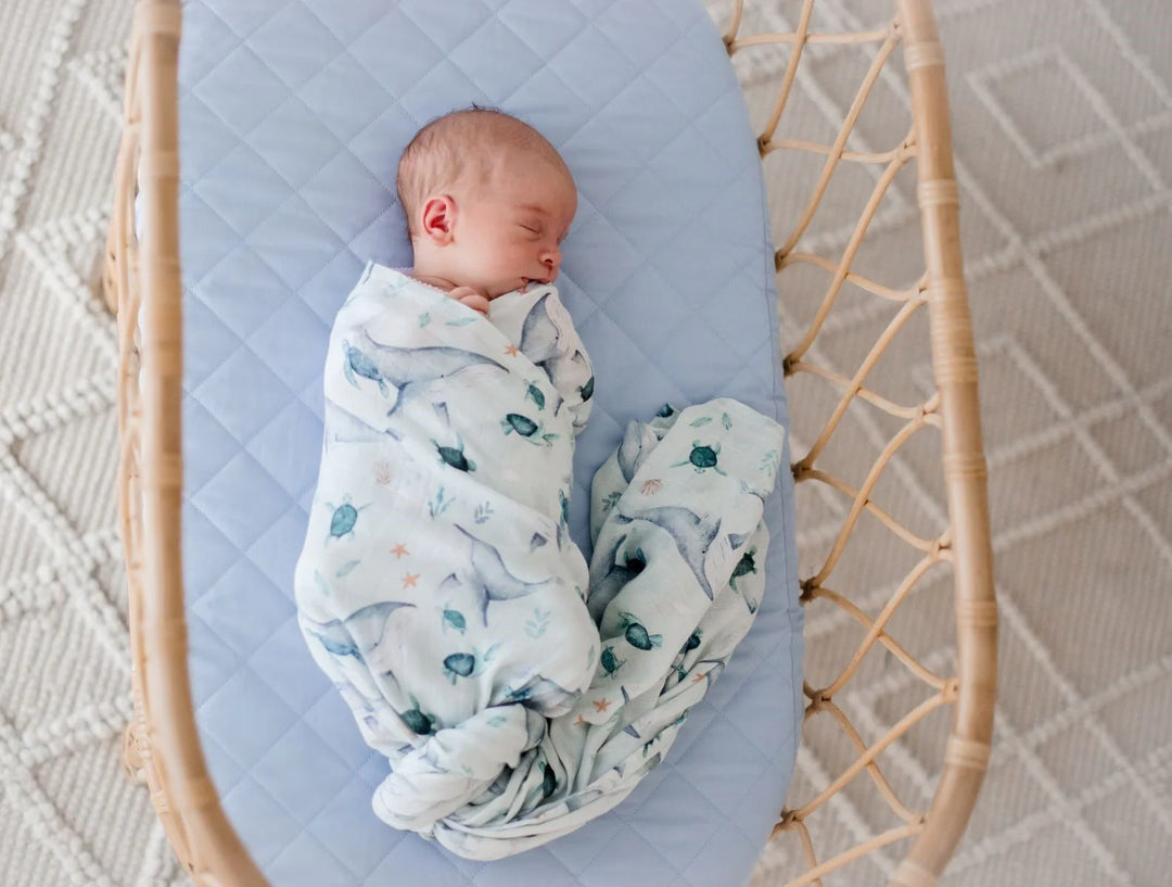 Bambella Designs Bamboo Cotton Muslin Swaddle | Turtle Bay