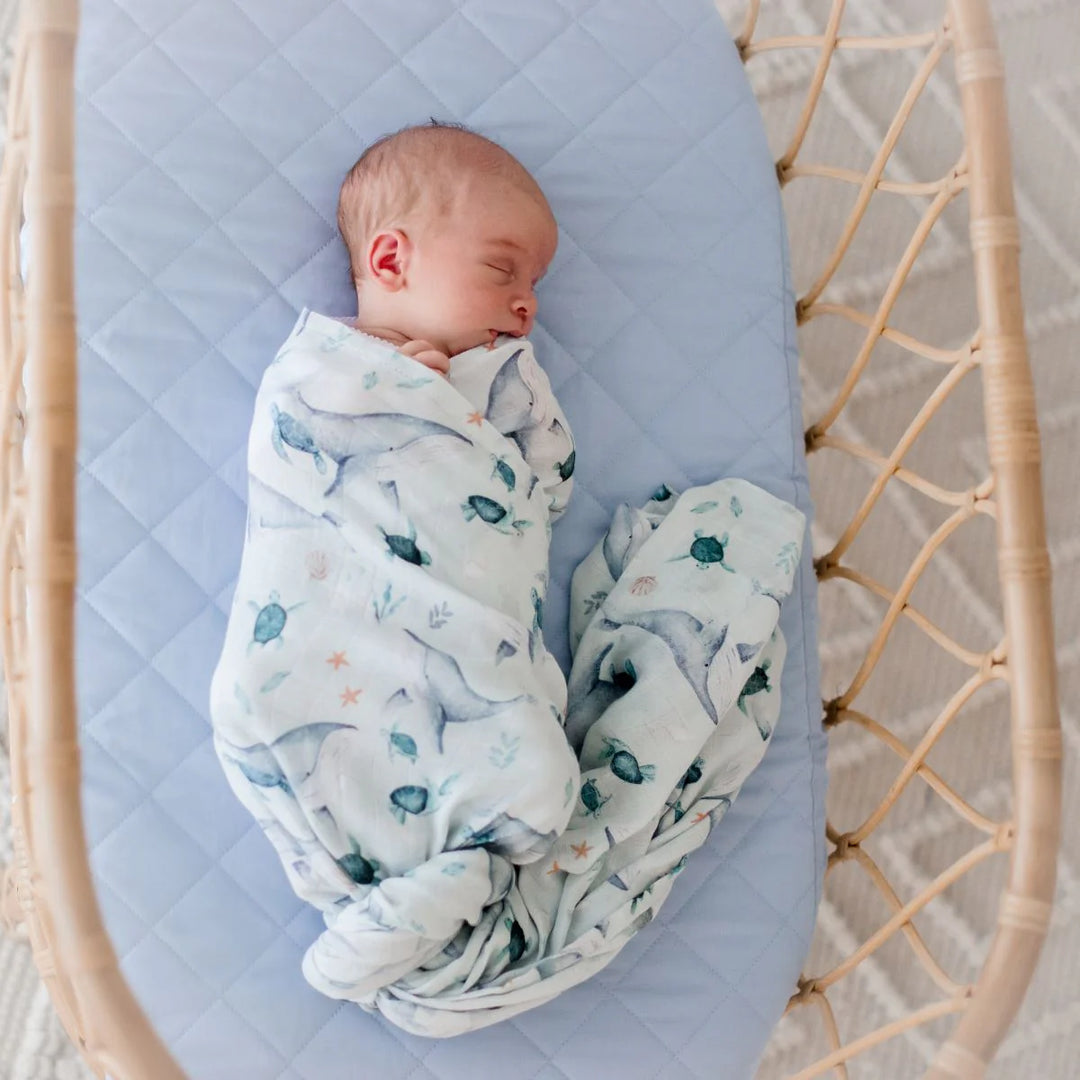 Bambella Designs Bamboo Cotton Muslin Swaddle | Turtle Bay