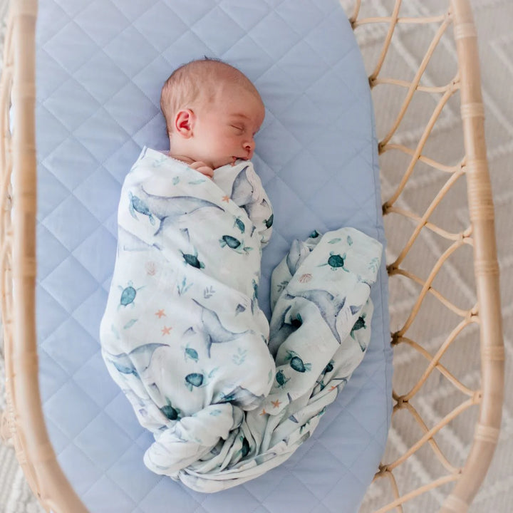 Bambella Designs Bamboo Cotton Muslin Swaddle | Turtle Bay