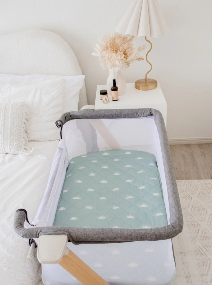 Bambella Designs Co-Sleeper Fitted Waterproof Sheet | Sage Sunshine