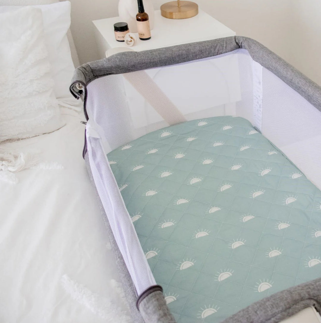 Bambella Designs Co-Sleeper Fitted Waterproof Sheet | Sage Sunshine