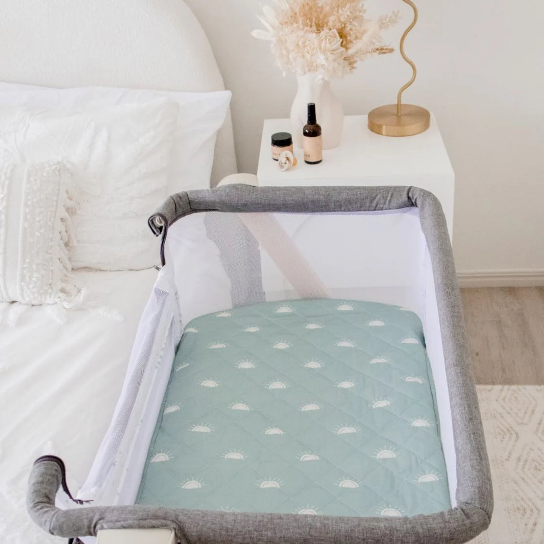 Bambella Designs Co-Sleeper Fitted Waterproof Sheet | Sage Sunshine