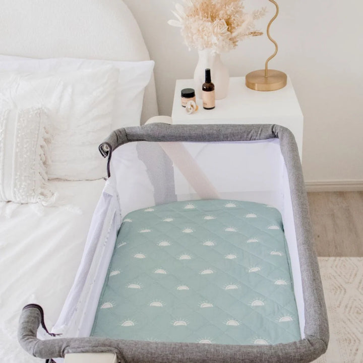 Bambella Designs Co-Sleeper Fitted Waterproof Sheet | Sage Sunshine
