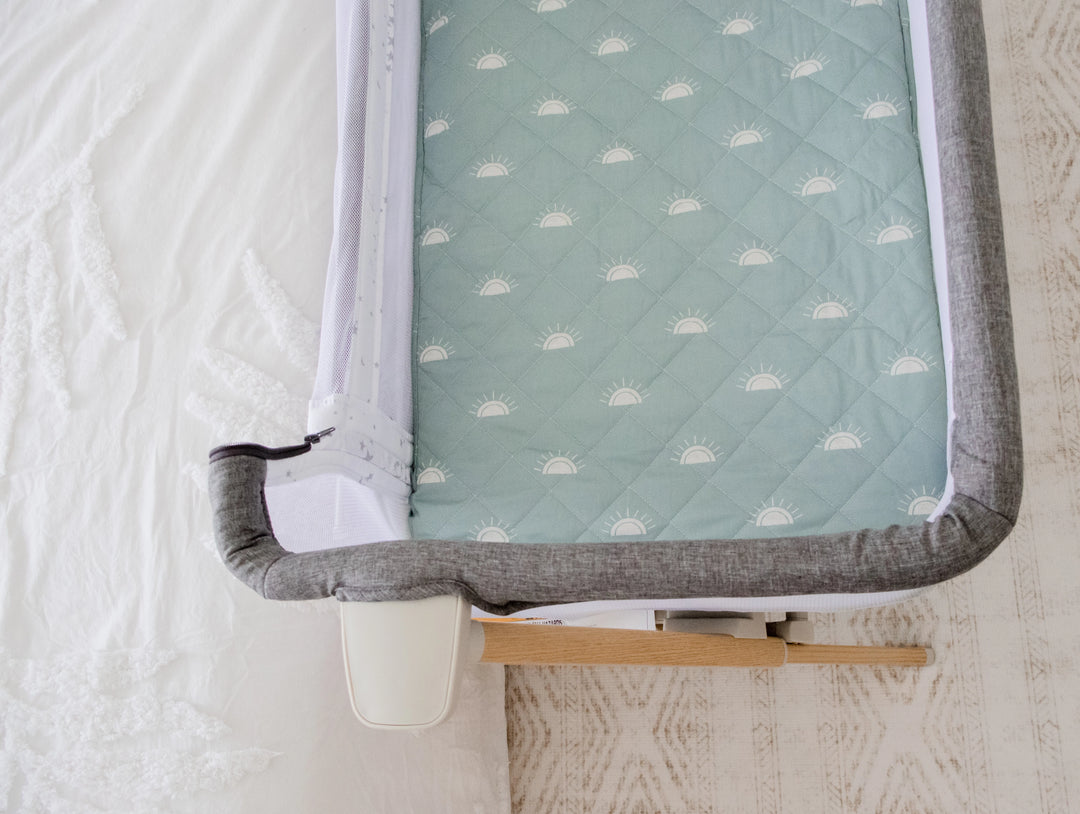 Bambella Designs Co-Sleeper Fitted Waterproof Sheet | Sage Sunshine