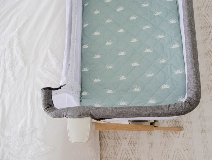 Bambella Designs Co-Sleeper Fitted Waterproof Sheet | Sage Sunshine
