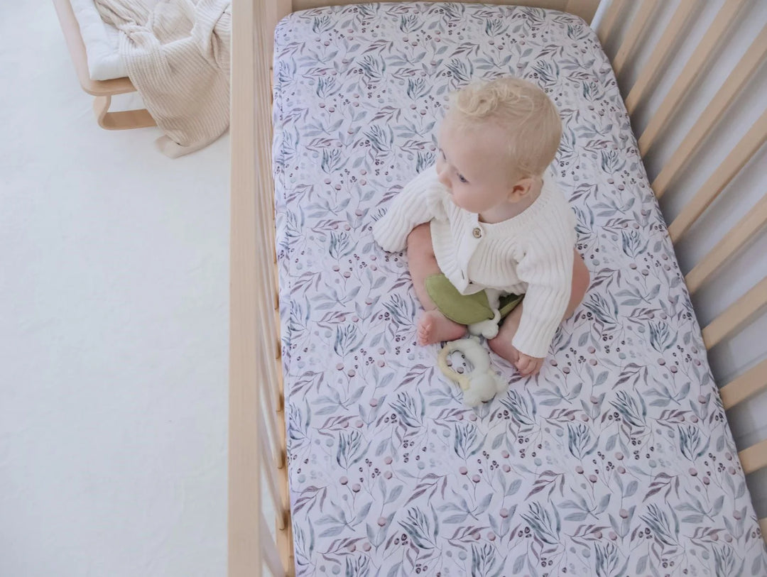 Bambella Designs Waterproof Cot Sheet | Botanical