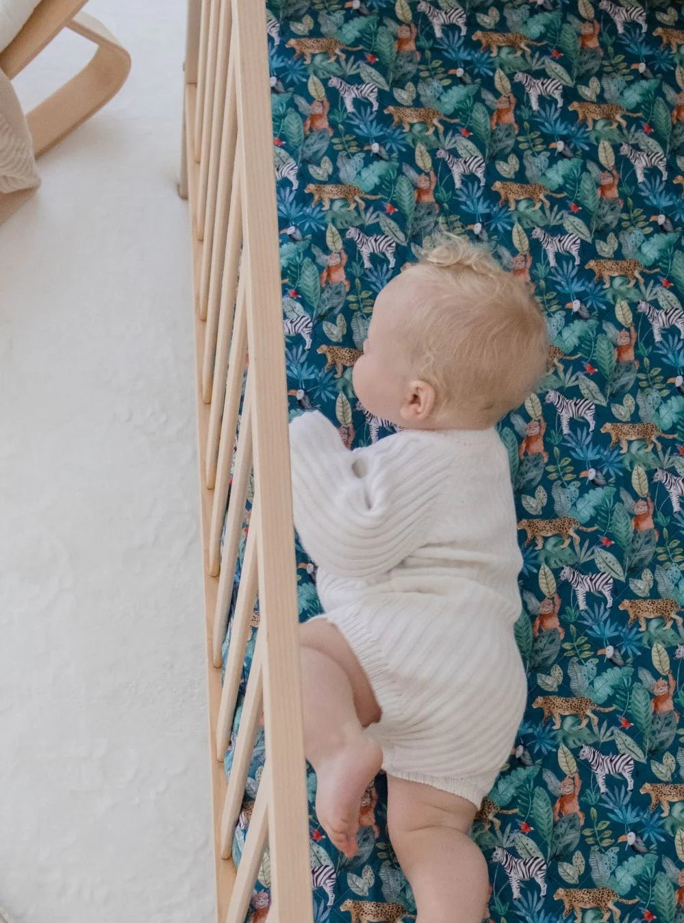 Bambella Designs Waterproof Cot Sheet | Jungle Palm