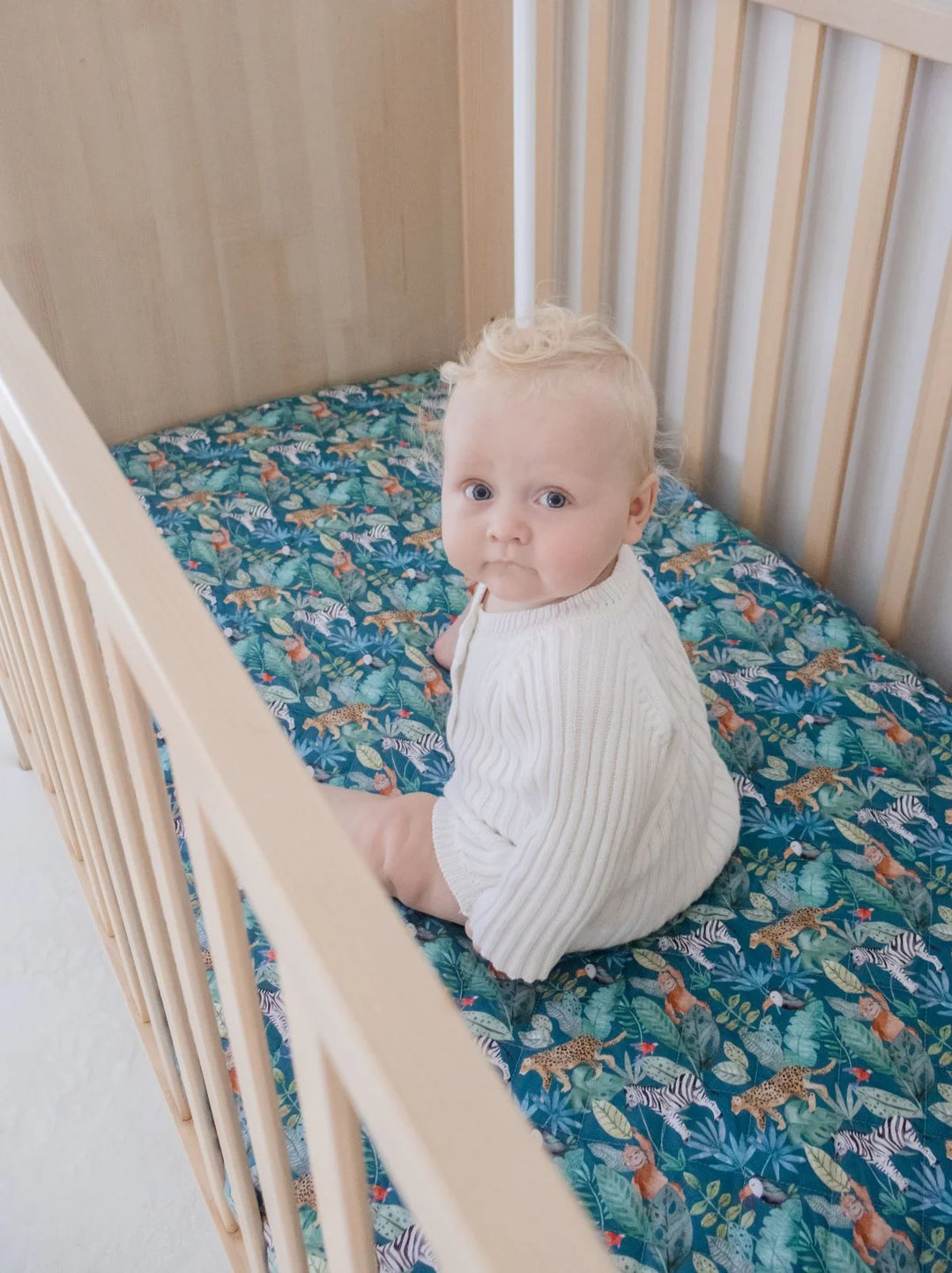Bambella Designs Waterproof Cot Sheet | Jungle Palm