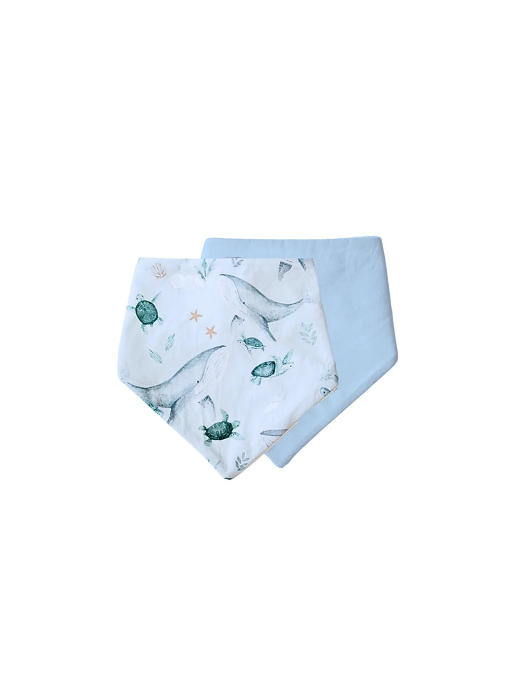 Bambella Designs Bandana Bibs 2 Pack | Turtle Bay & Dusty Blue