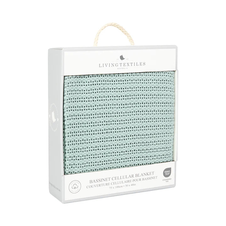 Living Textiles Cotton Bassinet Cellular Blanket - Sage