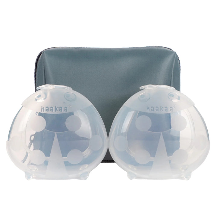 Haakaa Ladybug Milk Collector 2 pack + Bluestone Carry Case