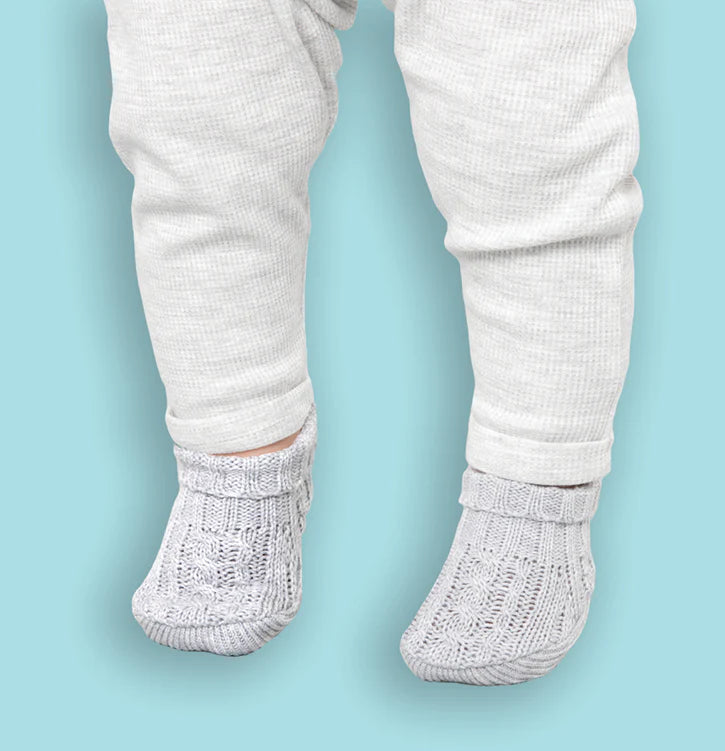 Playette Cable Knitted Booties - Grey  0-6M(1302625)