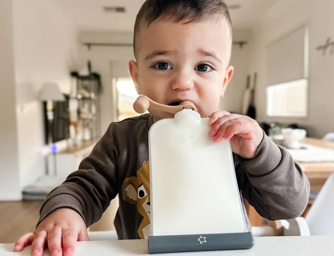 Cherub Baby Reusable Silicone Food & Yoghurt Pouches | Breast Milk Bags 2pk 180ml