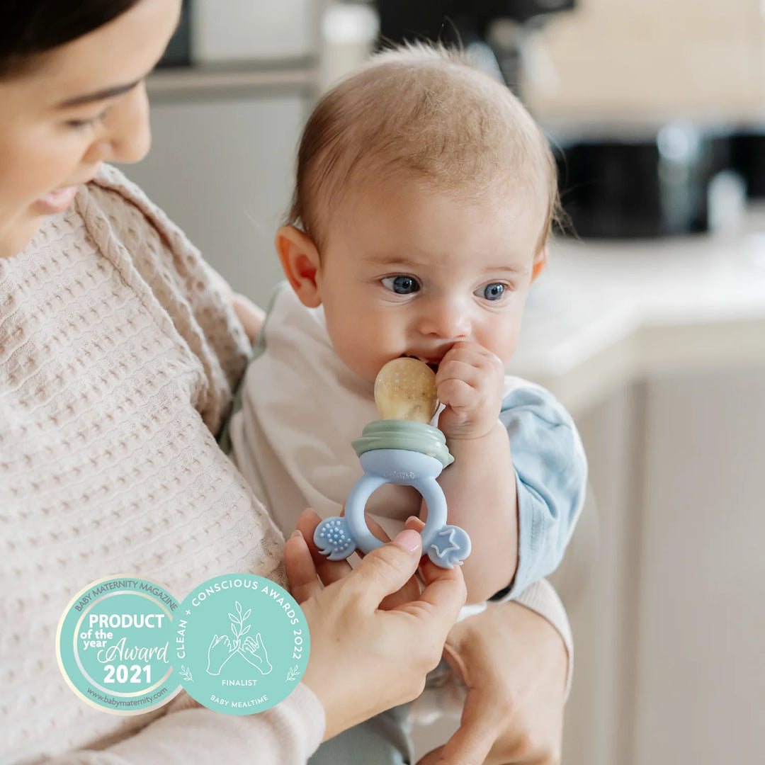 Cherub Baby SILICONE FRESH FOOD FEEDER / NIBBLE TRAY / REPLACEMENT 2PK NET - CERULEAN/SAGE