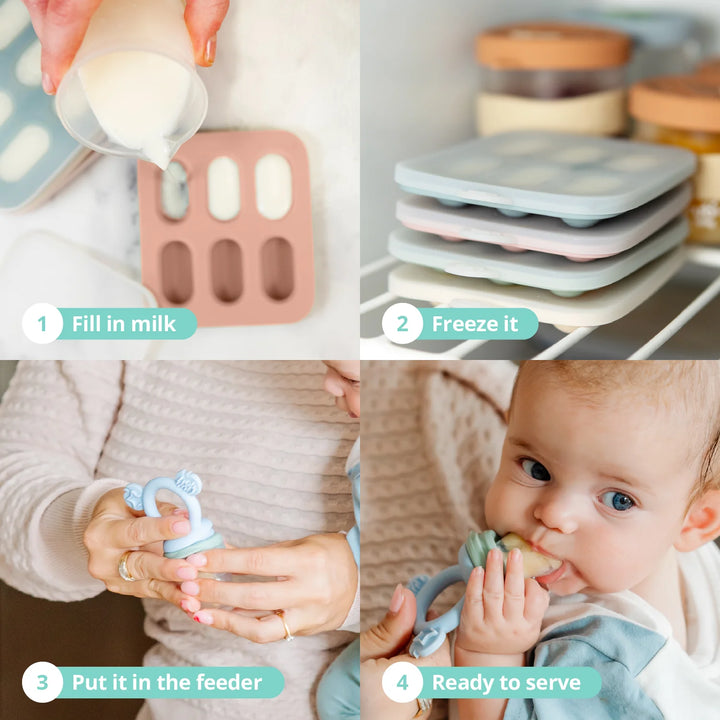 Cherub Baby SILICONE FRESH FOOD FEEDER / NIBBLE TRAY / REPLACEMENT 2PK NET - CERULEAN/SAGE