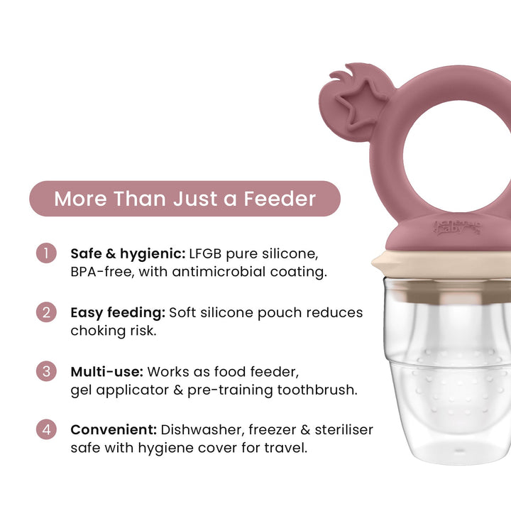 Cherub Baby SILICONE FRESH FOOD FEEDER / NIBBLE TRAY / REPLACEMENT 2PK NET -  DUSTY ROSE / SAND
