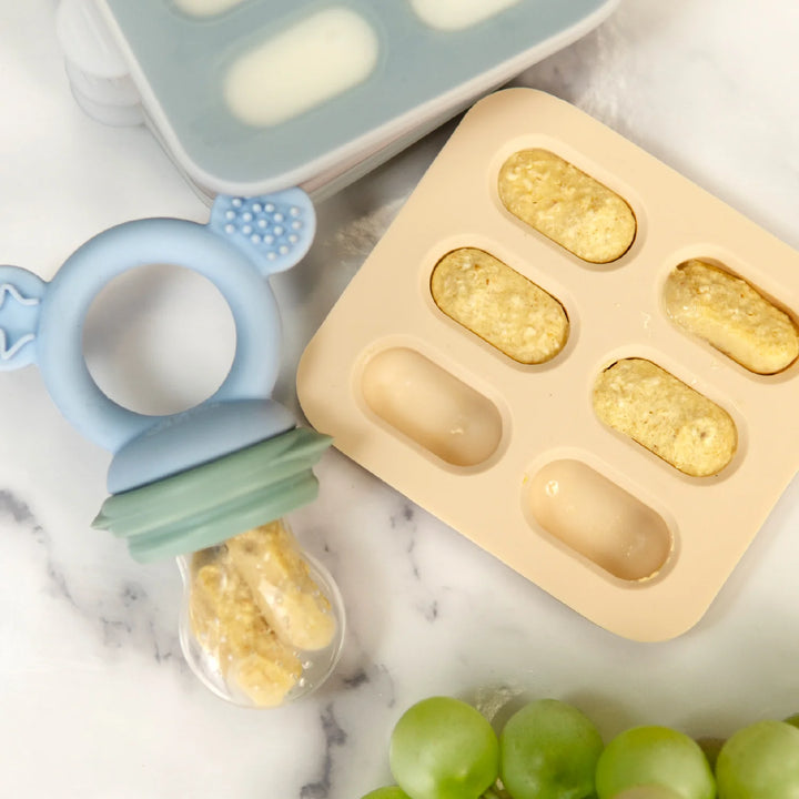 Cherub Baby SILICONE FRESH FOOD FEEDER / NIBBLE TRAY / REPLACEMENT 2PK NET - CERULEAN/SAGE